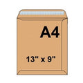 Brown Envelopes C4 / A4 - 13" x 9" - 90 gsm (Peel & Seal)