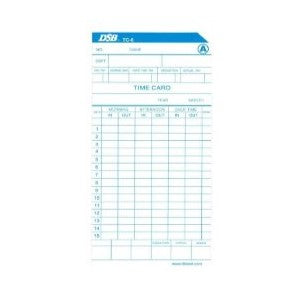 DSB TC-6 Time Cards - Pack of 100