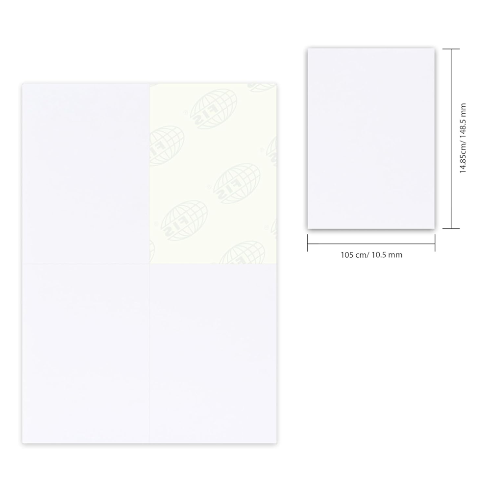 FIS Multi-Purpose White A4 Labels - 4 Labels Per Sheet - (400 Labels)