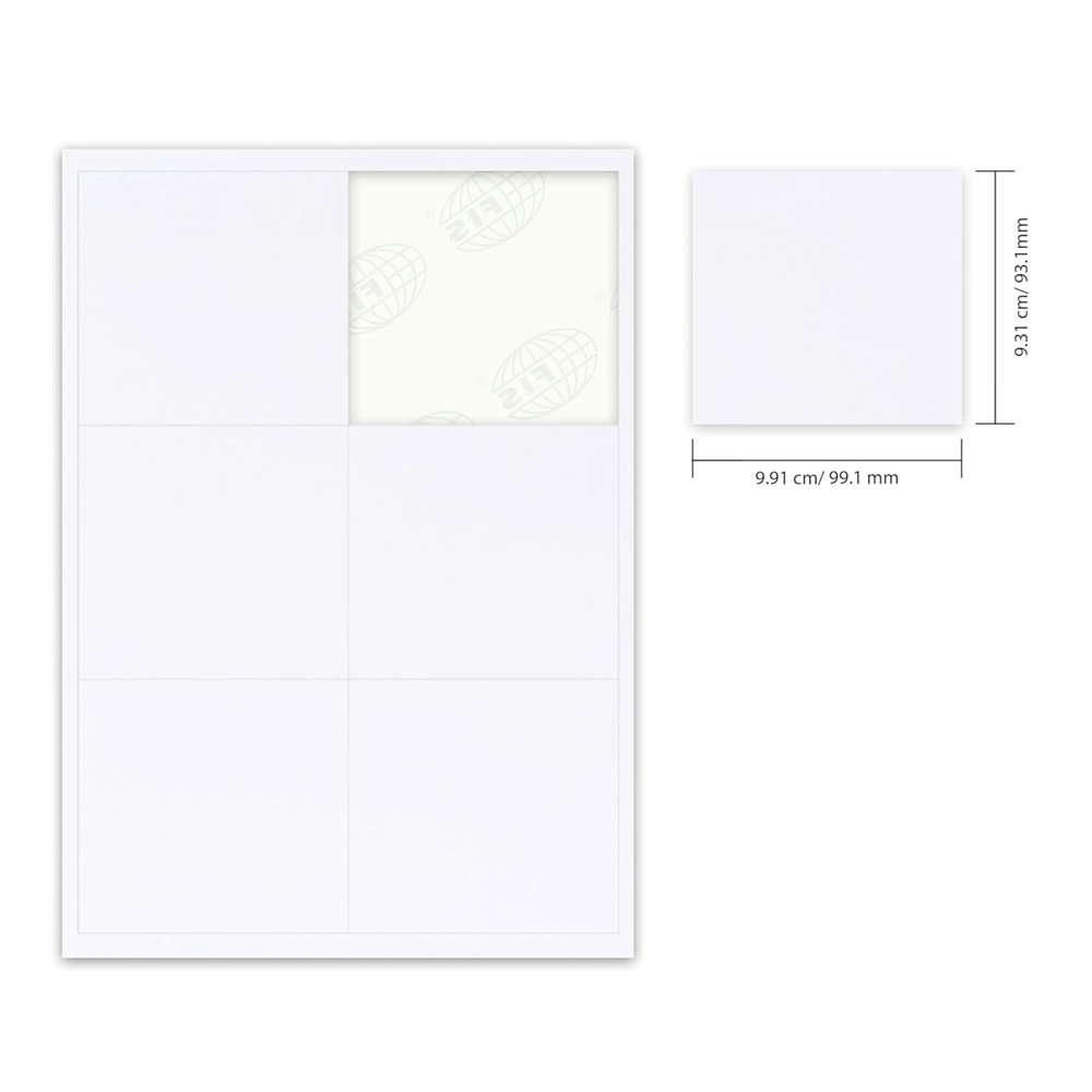 FIS Multi-Purpose White A4 Labels - 6 Labels Per Sheet - (600 Labels)