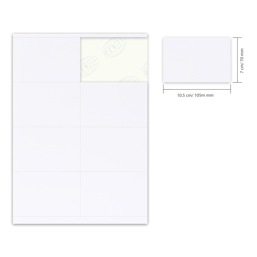 FIS Multi-Purpose White A4 Labels - 8 Labels Per Sheet - (800 Labels)
