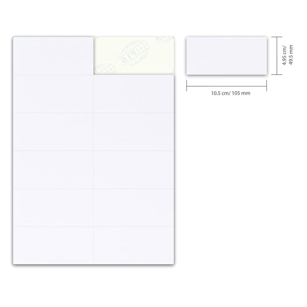 FIS Multi-Purpose White A4 Labels - 12 Labels Per Sheet - (1200 Labels)