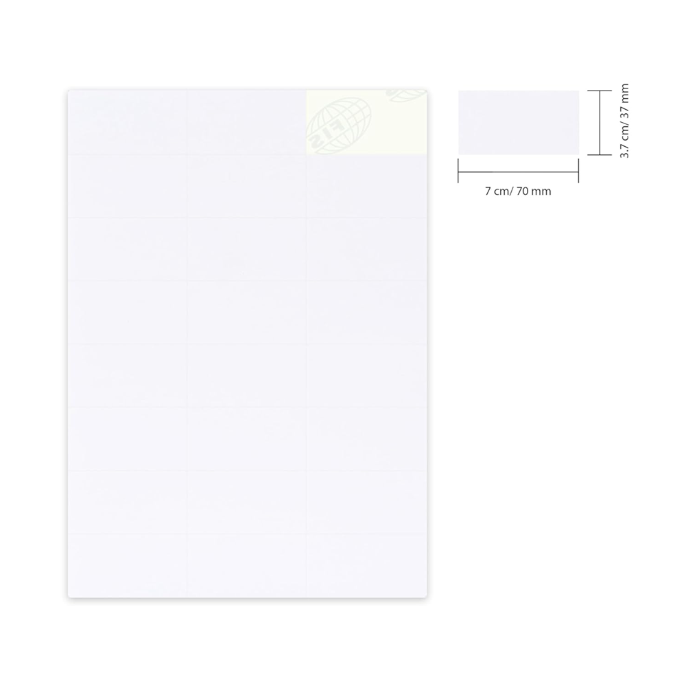 FIS Multi-Purpose White A4 Labels - 24 Labels Per Sheet - (2400 Labels)