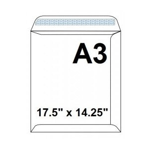 White Envelopes C3 / A3 - 17.5" x 14.25" - 120 gsm (Peel & Seal)