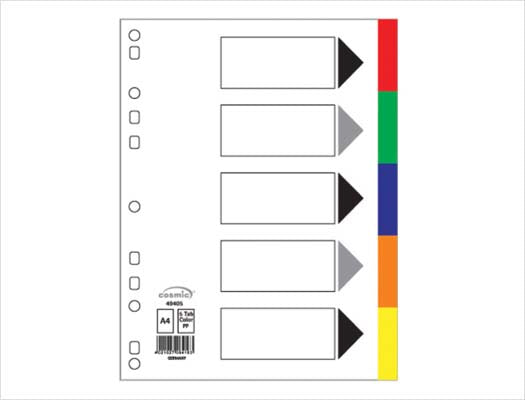Polypropylene A4 Dividers Multi-Color