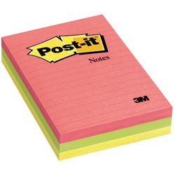 Post-it Notes 660-3AN 4" x 6" - Lined Neon
