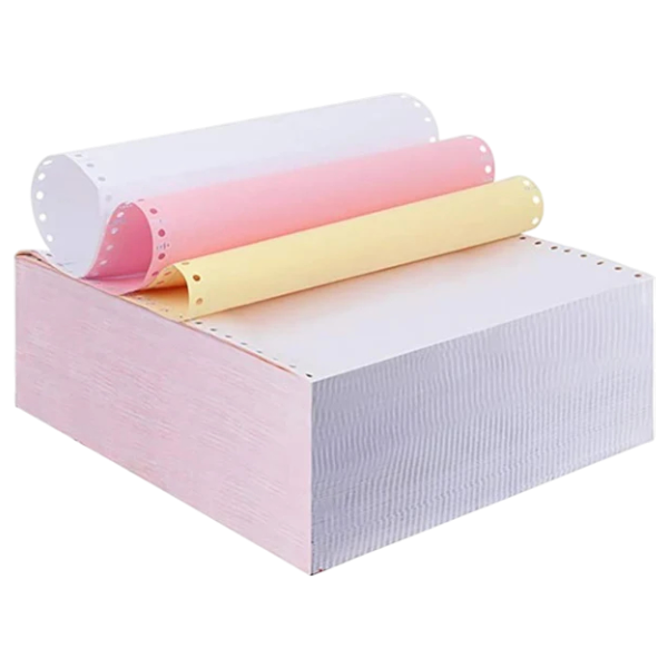 Sinarline 9.5" x 11" Computer Paper A4 Width 3 Ply NCR - Plain White, Pink, and Yellow (Box of 500 Sets)
