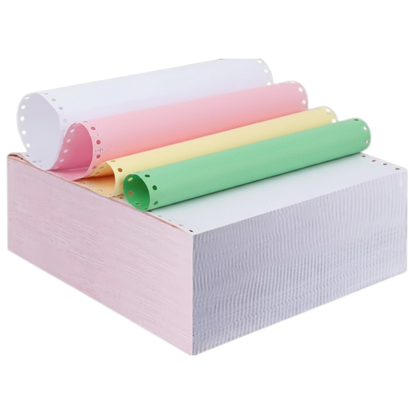Sinarline 9.5" x 11" Computer Paper A4 Width 4 Ply NCR - Plain White, Pink, Yellow, and Green (Box of 500 Sets)