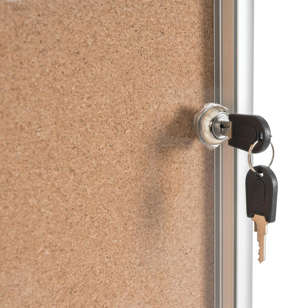 Bi-Office Lockable Cork Notice Board - 720 x 981 mm (9 x A4) - VT630101150