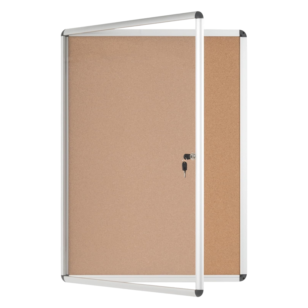 Bi-Office Lockable Cork Notice Board - 720 x 981 mm (9 x A4) - VT630101150