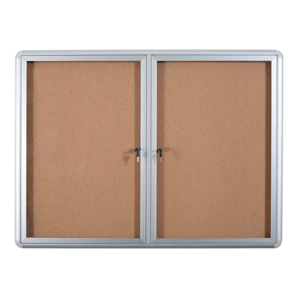Bi-Office Lockable Cork Notice Board with 2 Swing Doors - 1220 x 915 mm - VT640101720