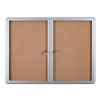 Bi-Office Lockable Cork Notice Board with 2 Swing Doors - 1220 x 915 mm - VT640101720