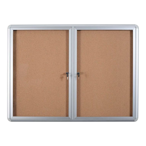 Bi-Office Lockable Cork Notice Board with 2 Swing Doors - 1220 x 915 mm - VT640101720