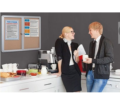 Bi-Office Lockable Cork Notice Board with 2 Swing Doors - 1220 x 915 mm - VT640101720