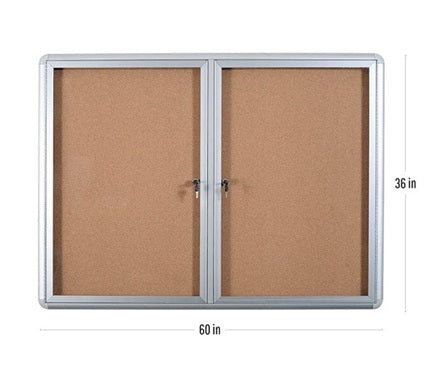 Bi-Office Lockable Cork Notice Board with 2 Swing Doors - 1220 x 915 mm - VT640101720