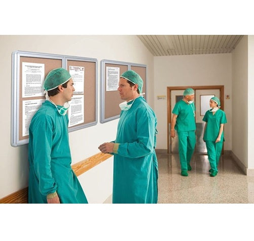 Bi-Office Lockable Cork Notice Board with 2 Swing Doors - 1220 x 915 mm - VT640101720