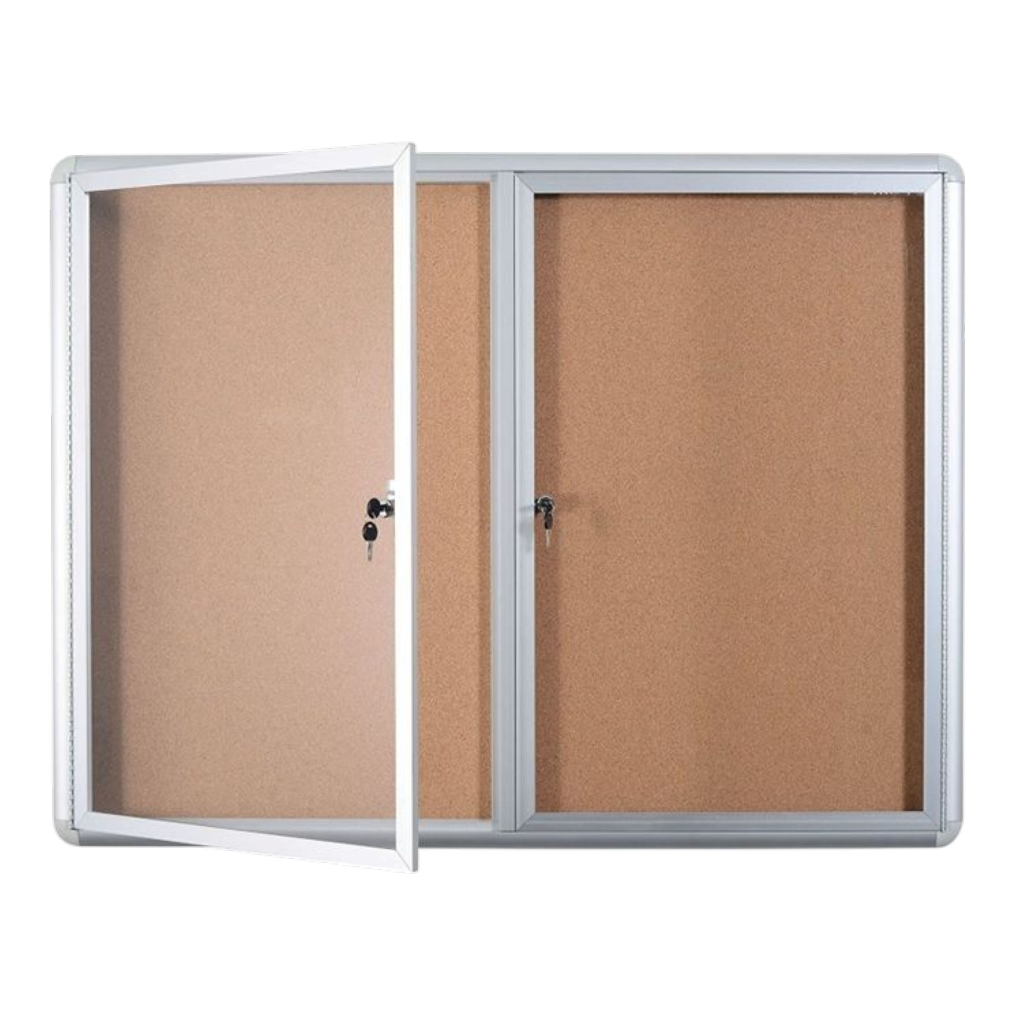 Bi-Office Lockable Cork Notice Board with 2 Swing Doors - 1220 x 915 mm - VT640101720