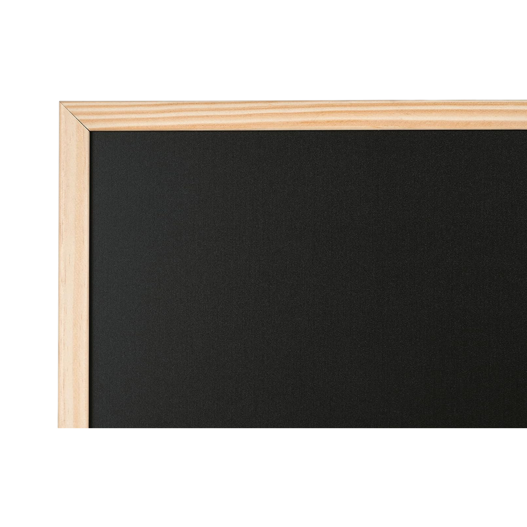 Bi-Office Black Chalkboard with Natural Pine Wood Frame