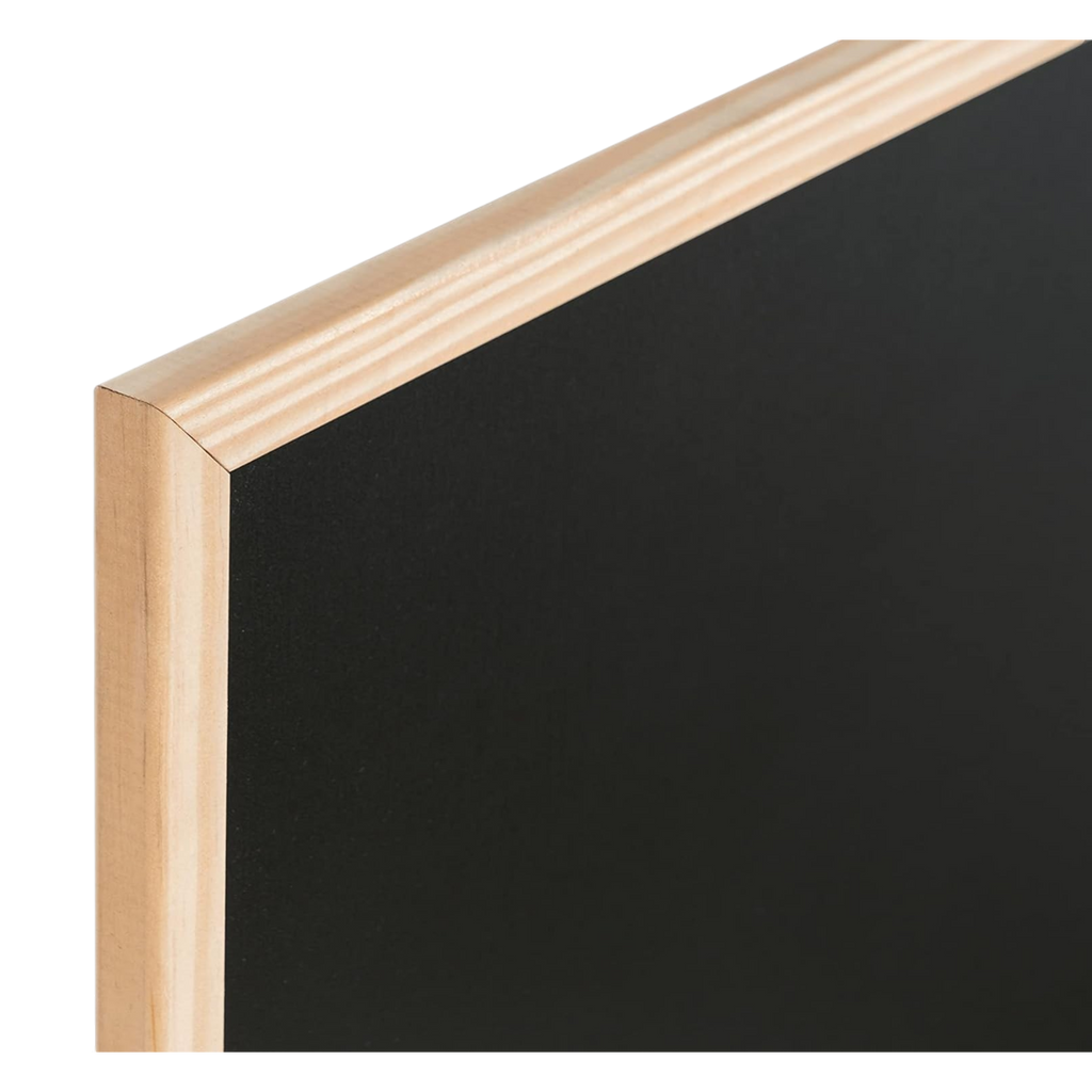 Bi-Office Black Chalkboard with Natural Pine Wood Frame