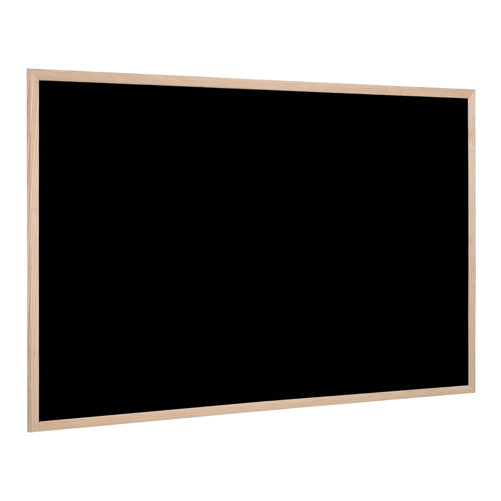 Bi-Office Black Chalkboard with Natural Pine Wood Frame