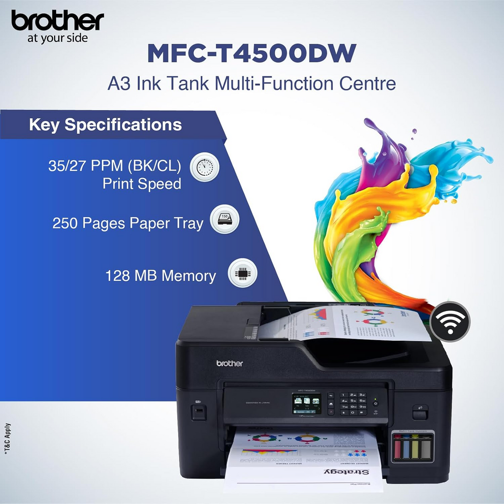 Brother MFC-T4500DW A3 Color Inkjet Multi-Function Ink Tank Printer