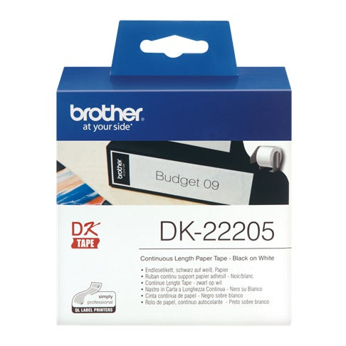 Brother DK-22205 62mm x 30.48m Continuous Paper White Labels