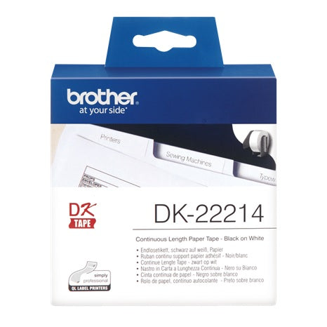 Brother DK-22214 12mm x 30.48m Continuous Paper White Labels