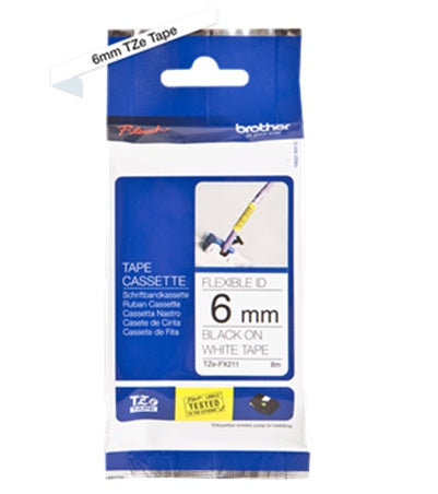 Brother TZe-FX 6mm Flexible ID Label Tape