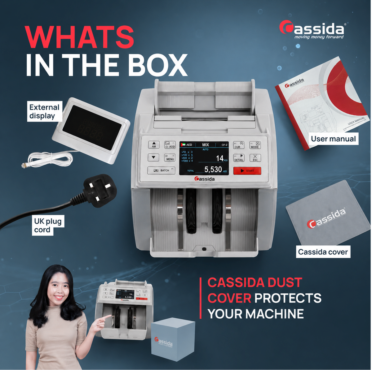 Cassida Axia 5 Currency Mixed Value Money Counter