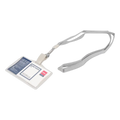 Deli 5744 Clear Plastic Name Badge Holder with Lanyard Grey