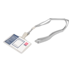 Deli 5744 Clear Plastic Name Badge Holder with Lanyard Grey