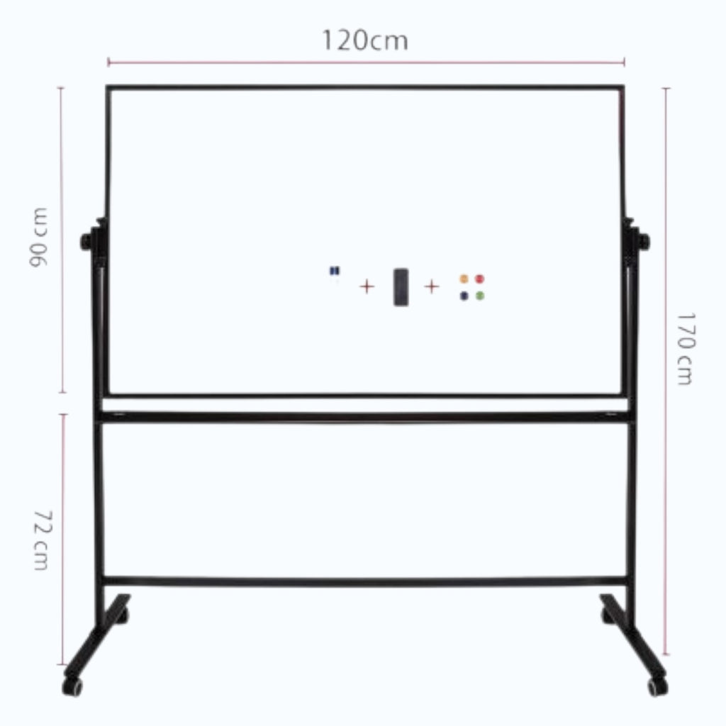 Deli 7882 (90 x 120 cm) Revolving Double Sided Magnetic Whiteboard