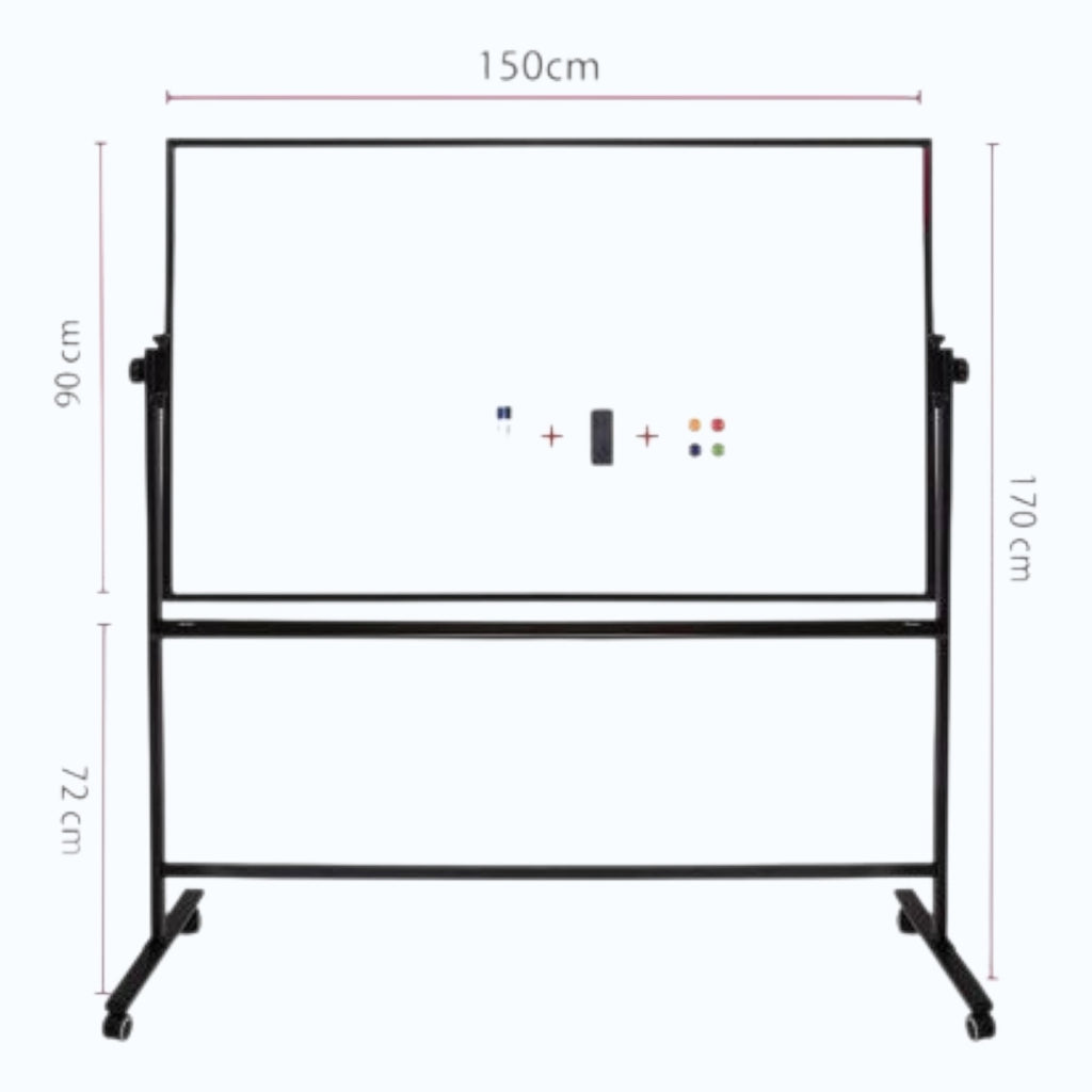 Deli 7883 (90 x 150 cm) Revolving Double Sided Magnetic Whiteboard