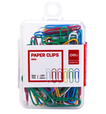 Deli 0024 Color Paper Clips 29mm - Pack of 100