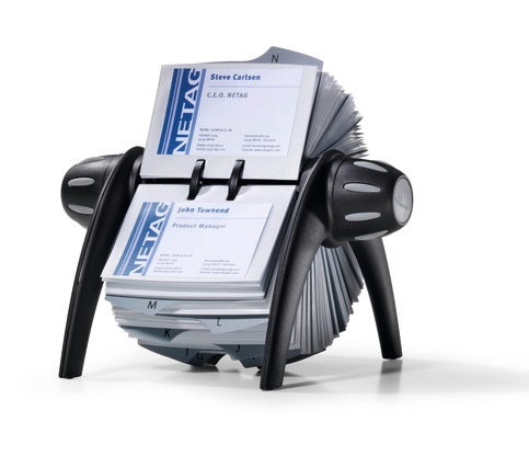 Durable 2417 Visifix Flip Desk Business Card Index - 400 Cards Capacity