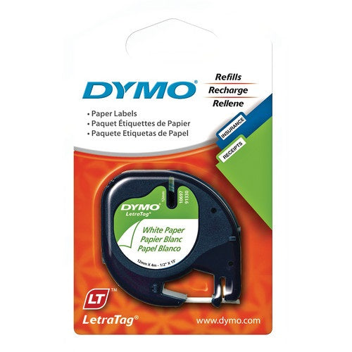 Dymo 91200 LetraTag 12mm White Paper Label Tape
