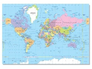 FIS Laminated World Map Poster - 70x100 cm