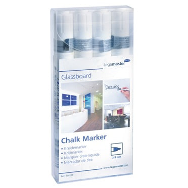 Legamaster 7-118119 Glassboard Chalk Marker Wallet of 4 - White