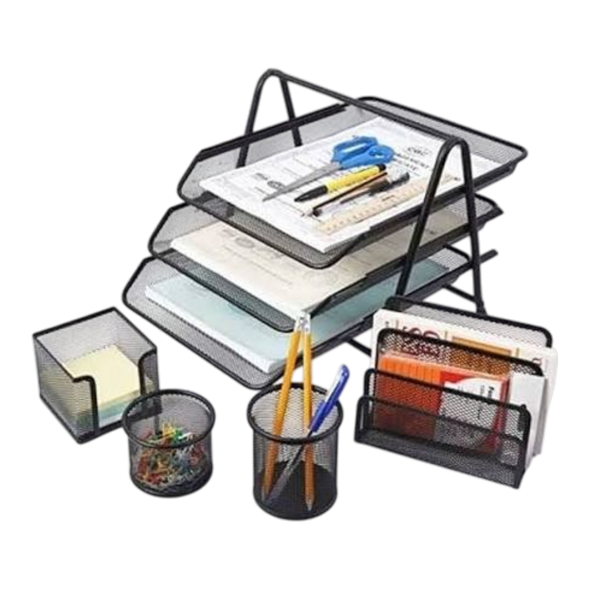 Mesh Office Desk Stationery Set - 5 Piece