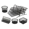 Mesh Office Desk Stationery Set - 5 Piece