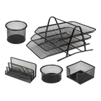 Mesh Office Desk Stationery Set - 5 Piece