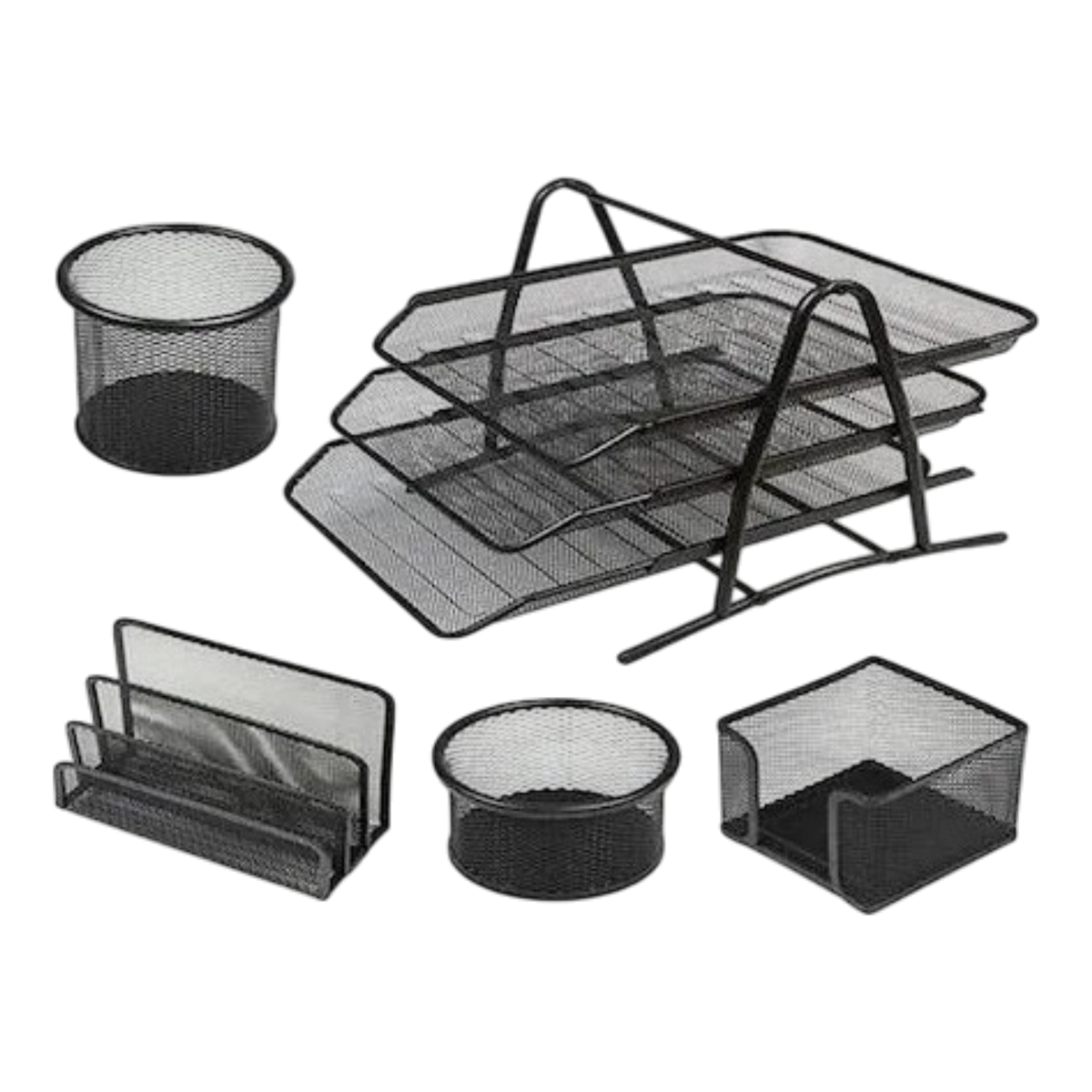 Mesh Office Desk Stationery Set - 5 Piece