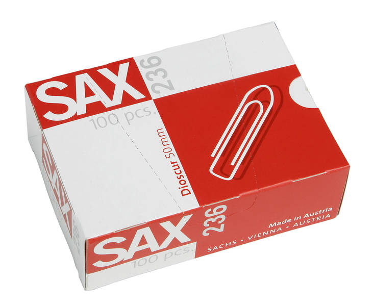 SAX Metal Paper Clips Nickel Plated - Pack of 100