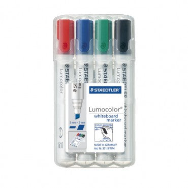 Staedtler 351B Whiteboard Marker Chisel Tip Wallet of 4