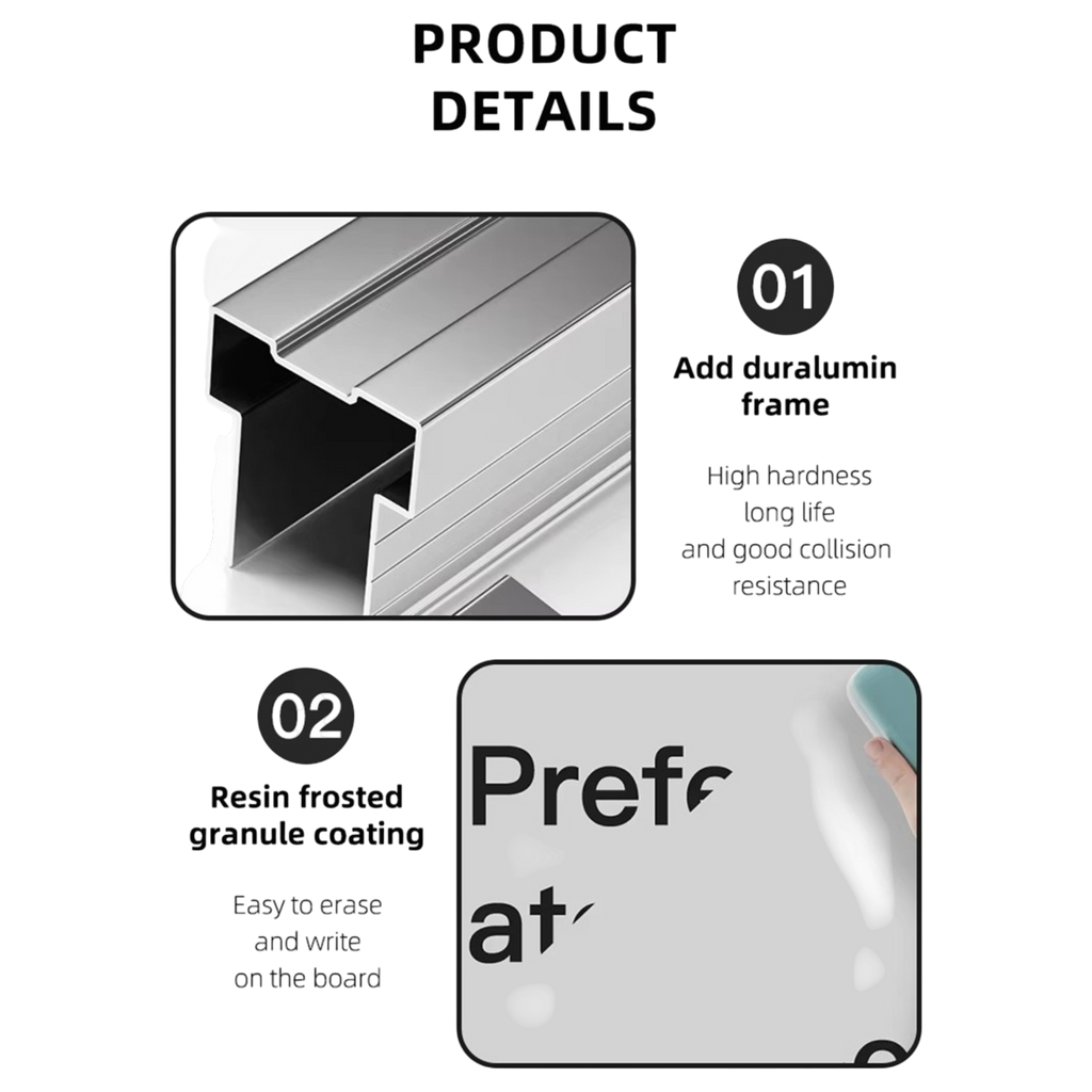 Magnetic Drywipe Whiteboard - Wall Mount - Aluminium Frame