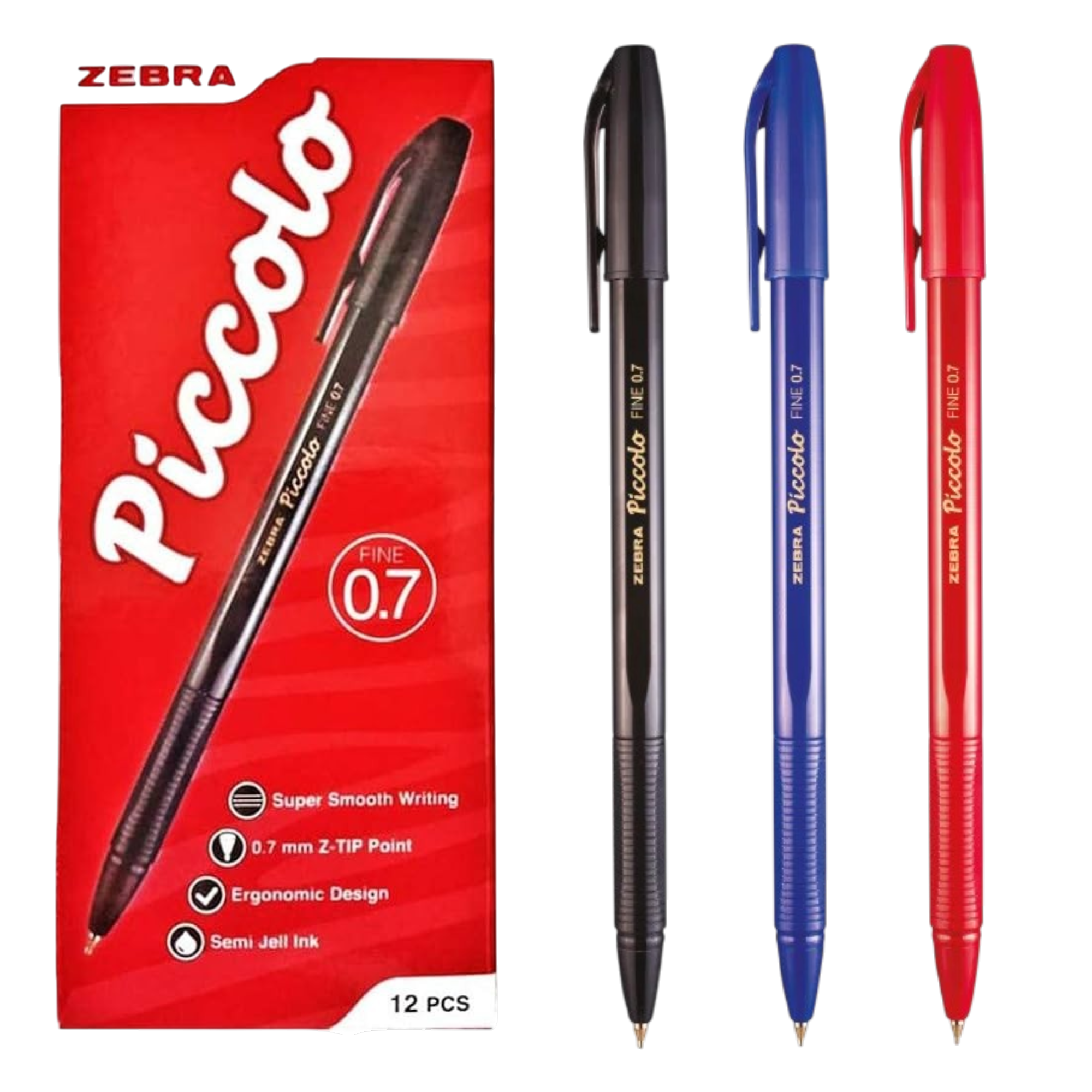 Zebra Piccolo 0.7mm Ball Pen - Pack of 12