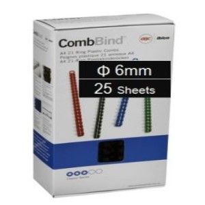 Plastic Binding Combs PK/100 6mm (25 Sheets) Black 