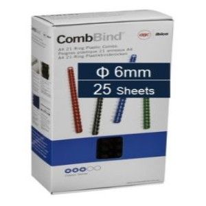 Plastic Binding Combs PK/100 6mm (25 Sheets) Blue