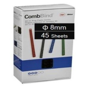 Plastic Binding Combs PK/100 8mm (45 Sheets) Black