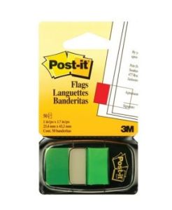 Post-it® Flags, 25x43mm, Bright Green, 50Flags w/dispenser, [Ref: 680-22]